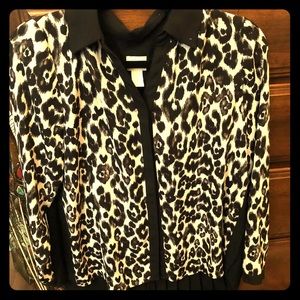 Chico’s Silk Cheetah Button Up Shirt